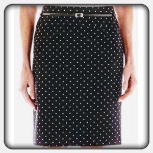 NWOT Liz Claiborne Black Polka Dot Pencil Skirt